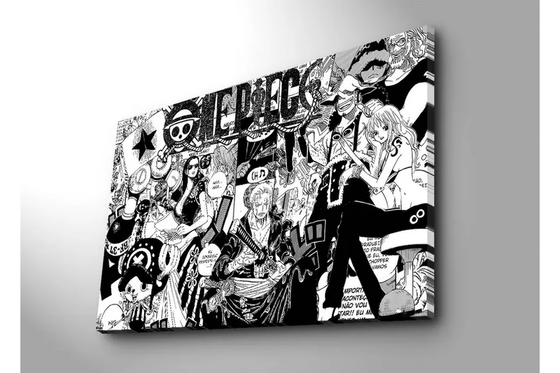 Suuri canvas-taulu 100x70 cm - Dynaaminen kokoelma seikkailutarinan hahmoja - Musta / Valkoinen - Sisustustuotteet - Taulu & taide - Canvas-taulu