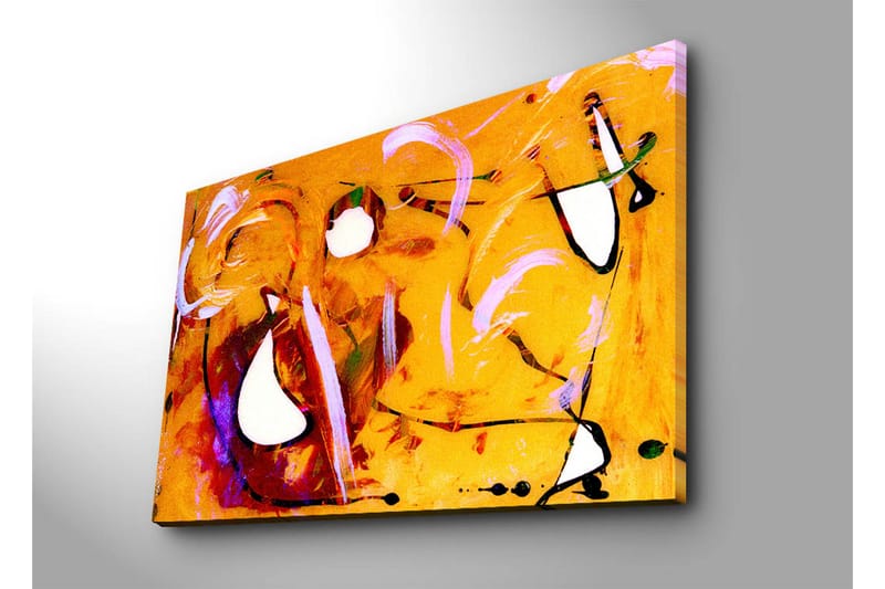 Suurikokoinen canvas-taulu 100x70 cm - Abstrakti sommitelma dynaamisilla muodoilla ja väreillä - Oranssi / Valkoinen / Violetti - Sisustustuotteet - Taulu & taide - Canvas-taulu