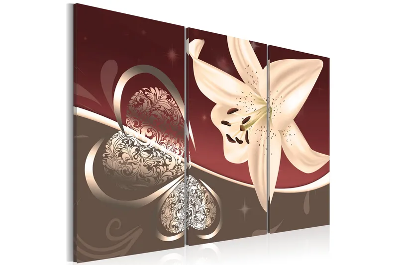 Taulu Abstraction with lily triptych 90x60, Artgeist sp. z o. o.