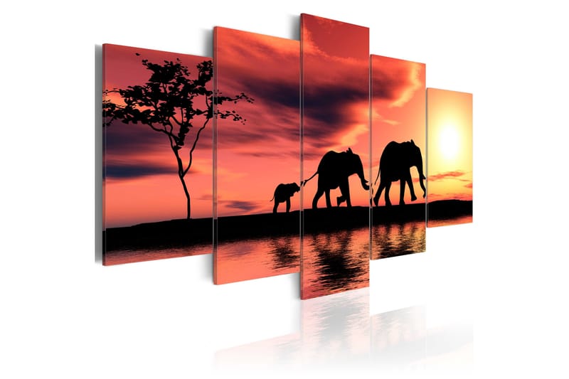 Taulu African Elephants Family 200x100 - Artgeist sp. z o. o. - Canvas-taulu - Seinäkoristeet