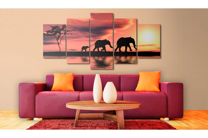 Taulu African Elephants Family 200x100 - Artgeist sp. z o. o. - Canvas-taulu - Seinäkoristeet