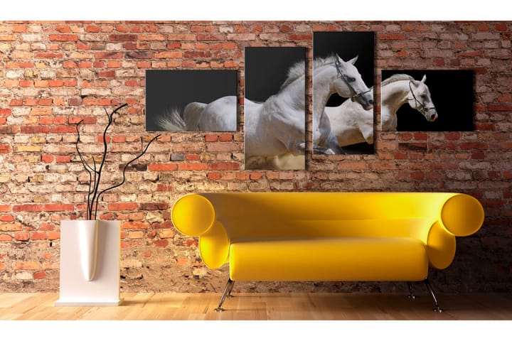 Taulu Animal World- White Horses Galloping 100x45 - Artgeist sp. z o. o. - Canvas-taulu - Seinäkoristeet