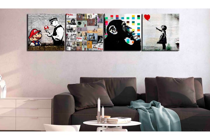 Taulu Banksy Collage (4 Parts) 40x40 - Artgeist sp. z o. o. - Canvas-taulu - Seinäkoristeet