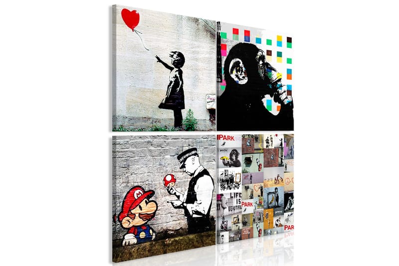Taulu Banksy Collage (4 Parts) 40x40 - Artgeist sp. z o. o. - Sisustustuotteet - Taulu & taide - Canvas-taulu