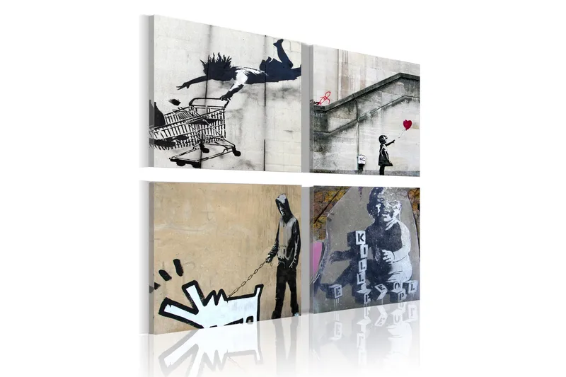 Taulu Banksy Four original ideas 40x40, Artgeist sp. z o. o.