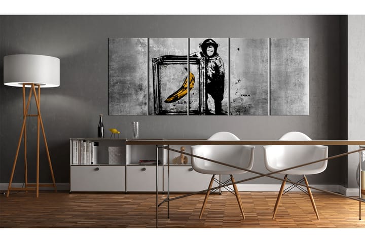 Taulu Banksy Monkey With Frame 225x90 - Artgeist sp. z o. o. - Canvas-taulu - Seinäkoristeet