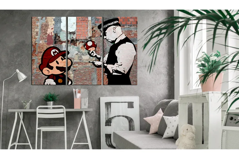 Taulu Banksy Warning 90x60 - Artgeist sp. z o. o. - Sisustustuotteet - Taulu & taide - Canvas-taulu