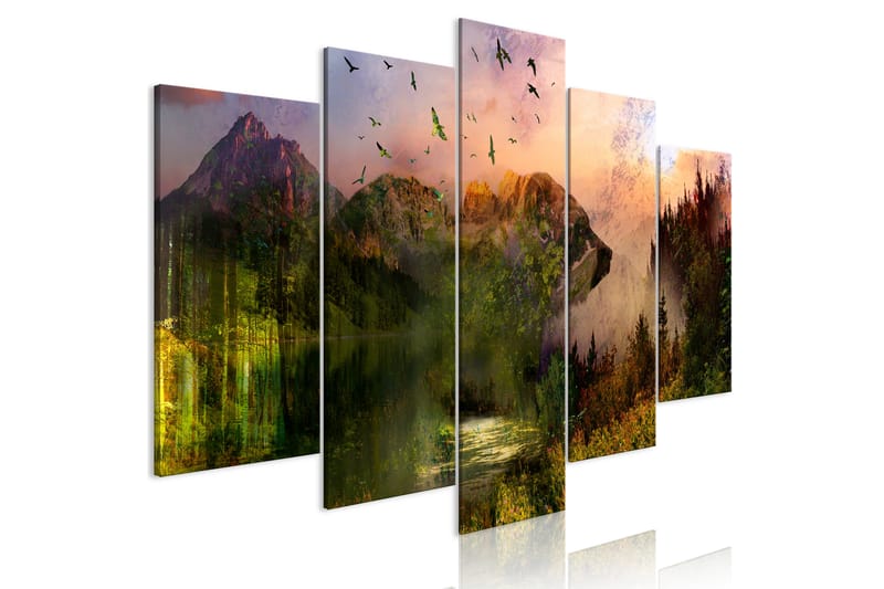Taulu Bear In The Mountain 5 Parts Wide 200x100, Artgeist sp. z o. o.