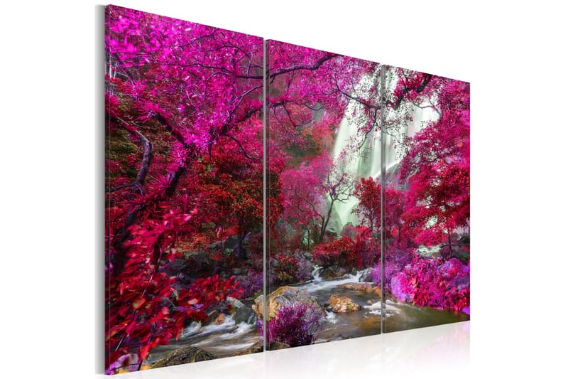Taulu Beautiful Waterfall Pink Forest 90x60, Artgeist sp. z o. o.