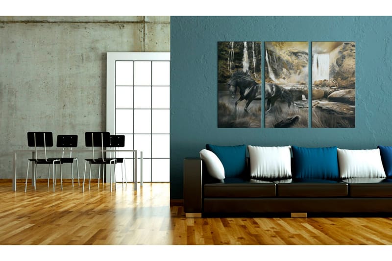 Taulu Black Horse And Rocky Waterfall 60x40 - Artgeist sp. z o. o. - Sisustustuotteet - Taulu & taide - Canvas-taulu