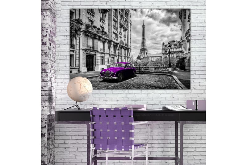 Taulu Car in Paris (1 Part) Violet Wide 90x60 - Artgeist sp. z o. o. - Sisustustuotteet - Taulu & taide - Canvas-taulu