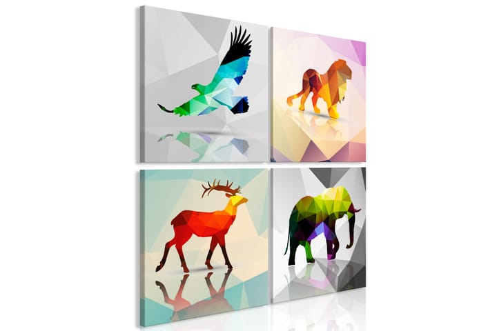 Taulu Colourful Animals 4 Parts 60x60 - Artgeist sp. z o. o. - Canvas-taulu - Seinäkoristeet