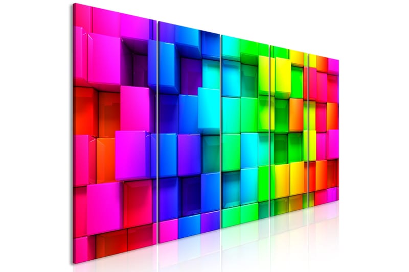 Taulu Colourful Cubes 5 Parts Narrow 225x90, Artgeist sp. z o. o.