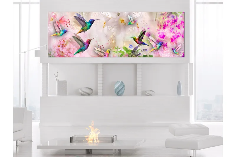 Taulu Colourful Hummingbirds (1 Part) Narrow 135x45, Artgeist sp. z o. o.