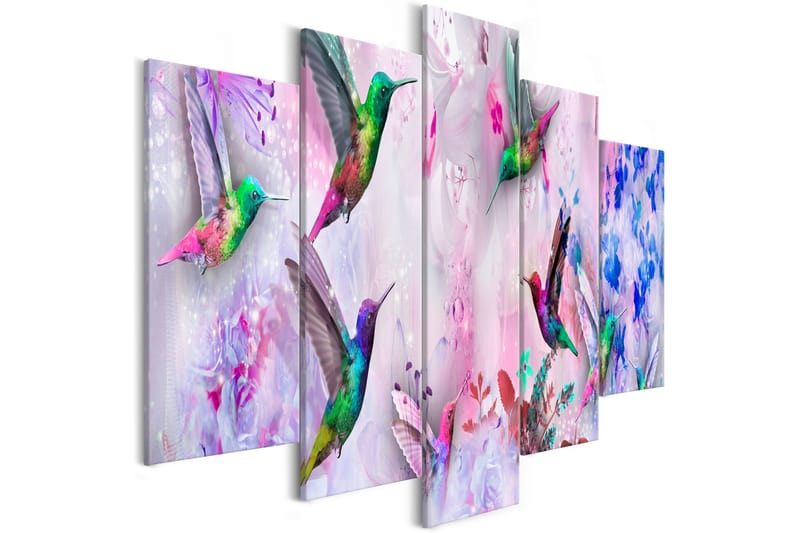 Taulu Colourful Hummingbirds 5 Parts Wide Violet 100x50, Artgeist sp. z o. o.