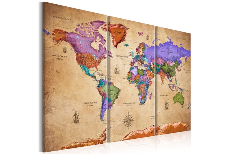 Taulu Colourful Travels 3 Parts 90x60, Artgeist sp. z o. o.