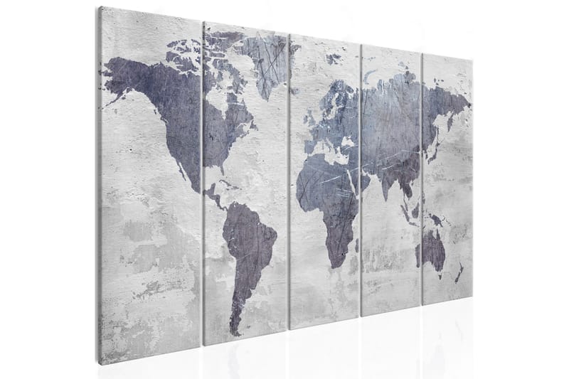 Taulu Concrete World Map 5 Parts Narrow 225x90 - Artgeist sp. z o. o. - Sisustustuotteet - Taulu & taide - Canvas-taulu
