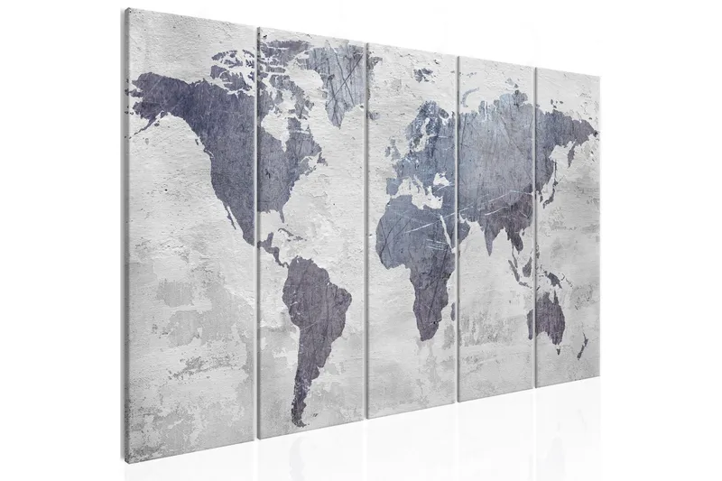 Taulu Concrete World Map 5 Parts Narrow 225x90 - Artgeist sp. z o. o. - Sisustustuotteet - Taulu & taide - Canvas-taulu
