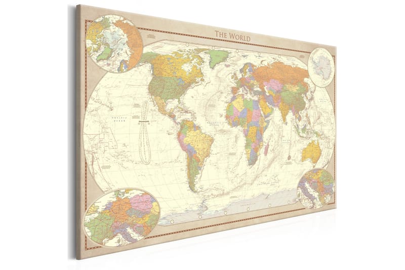 Taulu Cream World Map 120x80 - Artgeist sp. z o. o. - Sisustustuotteet - Taulu & taide - Canvas-taulu