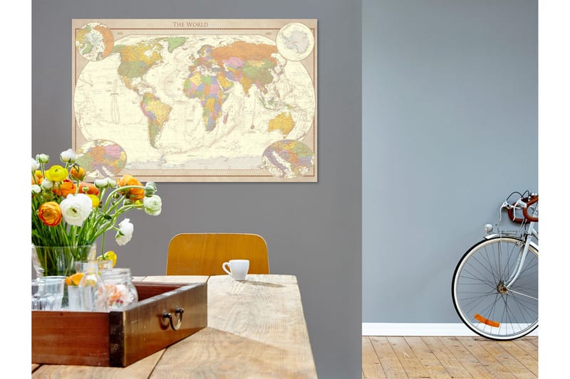 Taulu Cream World Map 120x80, Artgeist sp. z o. o.