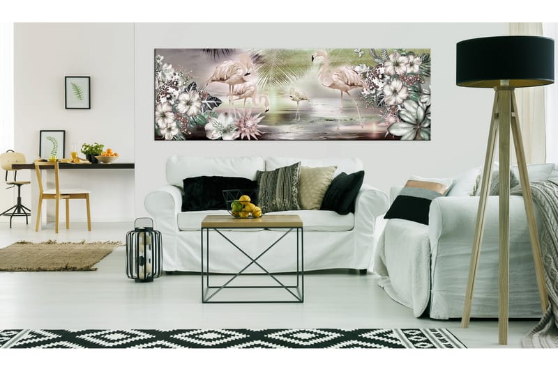 Taulu Flamingoes And Flowers 120x40 - Artgeist sp. z o. o. - Sisustustuotteet - Taulu & taide - Canvas-taulu