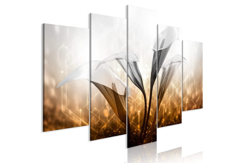 Taulu Floral Quartet 5 Parts Wide Golden 100x50, Artgeist sp. z o. o.