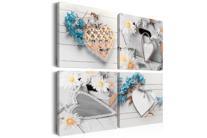 Taulu Flowers And Hearts 60x60 - Artgeist sp. z o. o. - Canvas-taulu - Seinäkoristeet