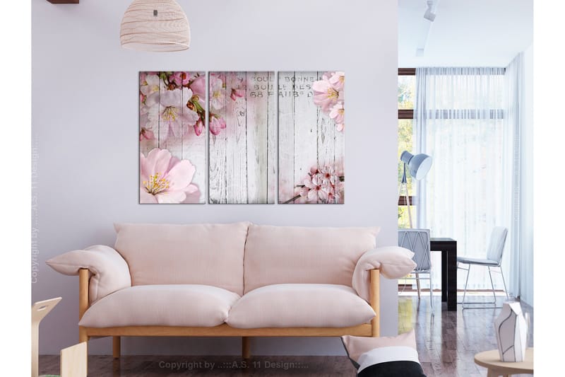 Taulu Flowers On Boards 3 Parts 90x60 - Artgeist sp. z o. o. - Sisustustuotteet - Taulu & taide - Canvas-taulu