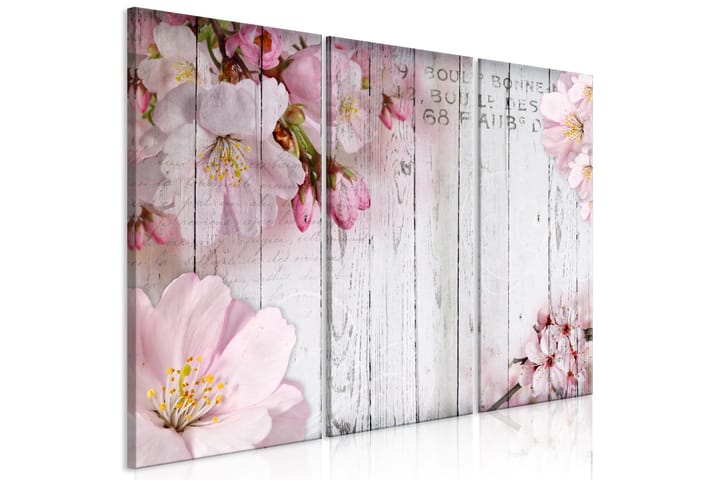 Taulu Flowers On Boards 3 Parts 90x60 - Artgeist sp. z o. o. - Canvas-taulu - Seinäkoristeet