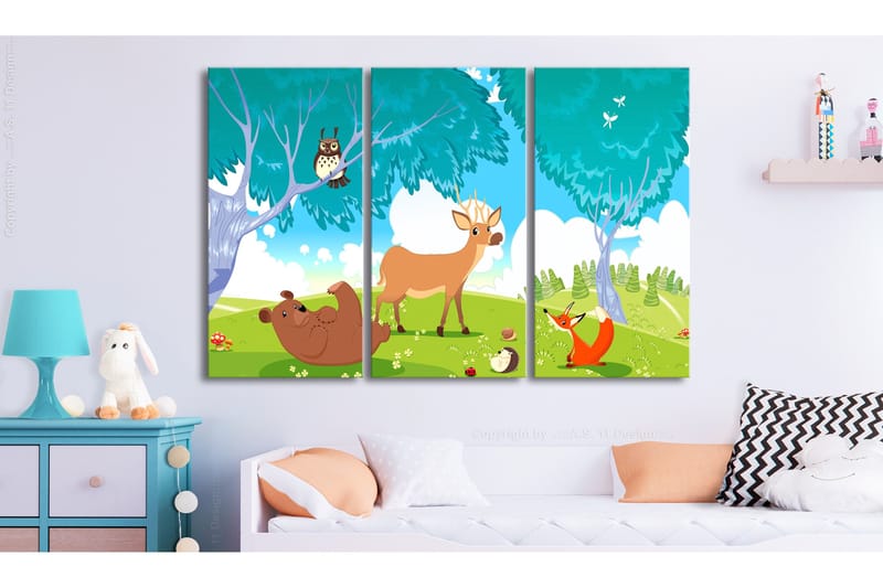 Taulu Friendly Animals 3 Parts 90x60 - Artgeist sp. z o. o. - Sisustustuotteet - Taulu & taide - Canvas-taulu