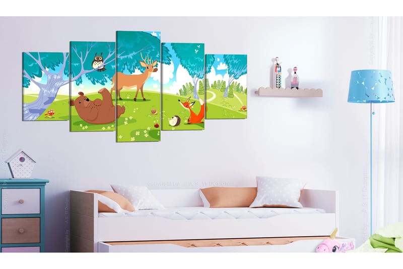 Taulu Friendly Animals 5 Parts 200x100 - Artgeist sp. z o. o. - Sisustustuotteet - Taulu & taide - Canvas-taulu