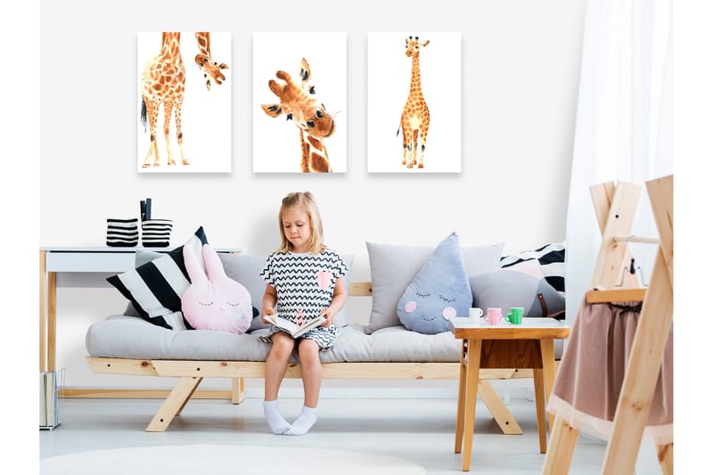 Taulu Funny Giraffes 3 Parts 120x60 - Artgeist sp. z o. o. - Sisustustuotteet - Taulu & taide - Canvas-taulu