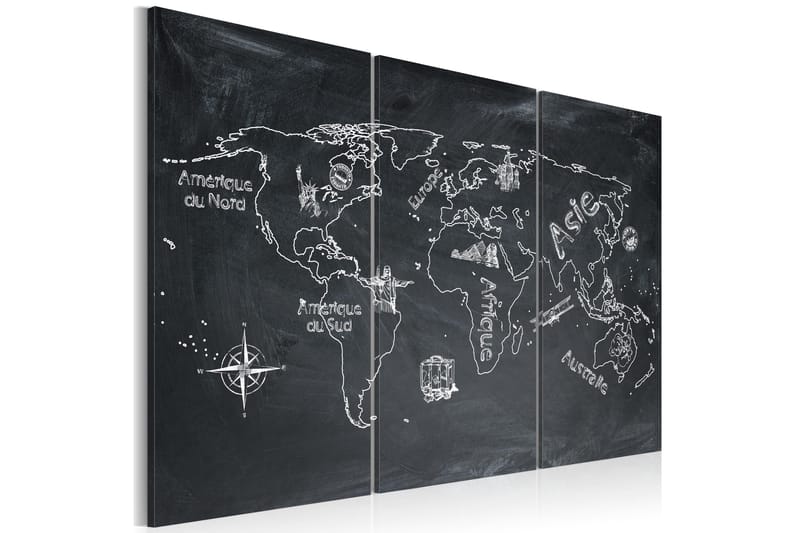 Taulu Geografi Lektion Franska Triptych 120x80 - Artgeist sp. z o. o. - Sisustustuotteet - Taulu & taide - Canvas-taulu