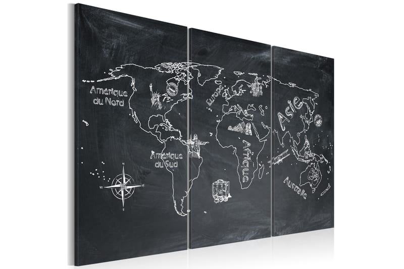 Taulu Geografi Lektion Franska Triptych 120x80 - Artgeist sp. z o. o. - Sisustustuotteet - Taulu & taide - Canvas-taulu