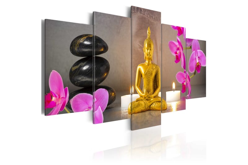 Taulu Golden Buddha And Orchids 200x100, Artgeist sp. z o. o.