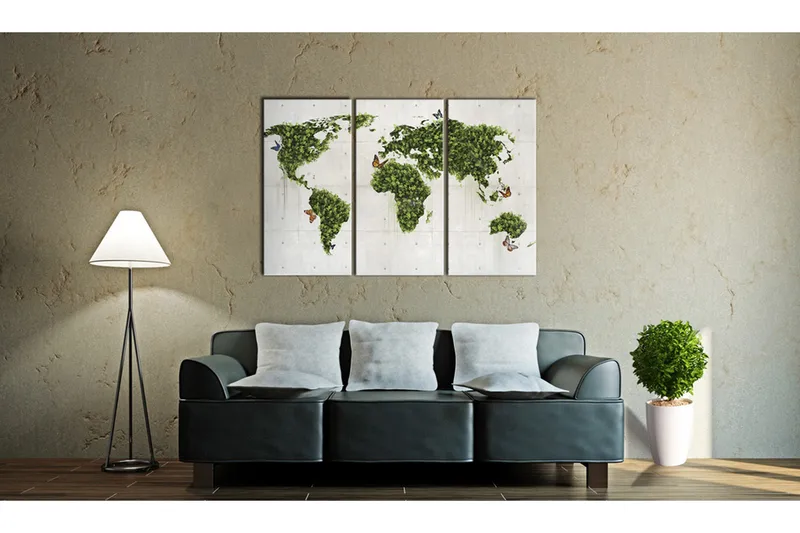 Taulu Green Land Butterfly Triptyykki 60x40 - Artgeist sp. z o. o. - Sisustustuotteet - Taulu & taide - Canvas-taulu