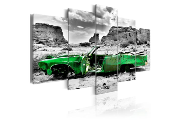 Taulu Green Retro Car At Colorado Desert 100x50 - Artgeist sp. z o. o. - Canvas-taulu - Seinäkoristeet