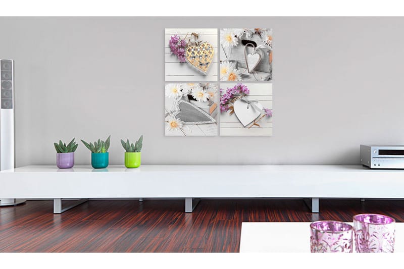 Taulu Hearts And Flowers 60x60 - Artgeist sp. z o. o. - Sisustustuotteet - Taulu & taide - Canvas-taulu