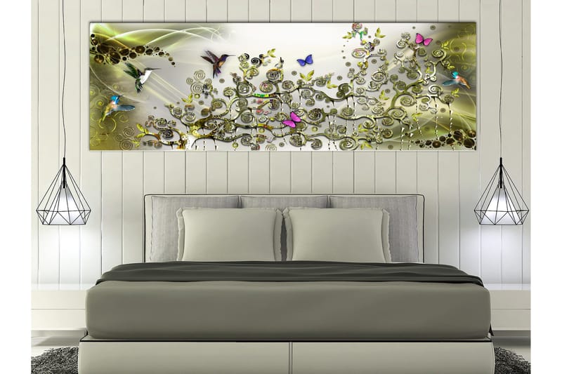 Taulu Hummingbirds Dance (1 Part) Green Narrow 120x40, Artgeist sp. z o. o.
