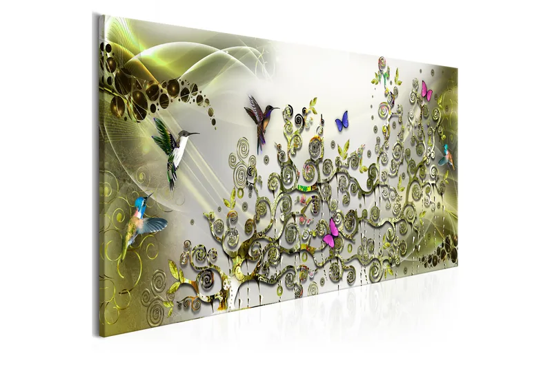 Taulu Hummingbirds Dance (1 Part) Green Narrow 135x45 - Artgeist sp. z o. o. - Sisustustuotteet - Taulu & taide - Canvas-taulu
