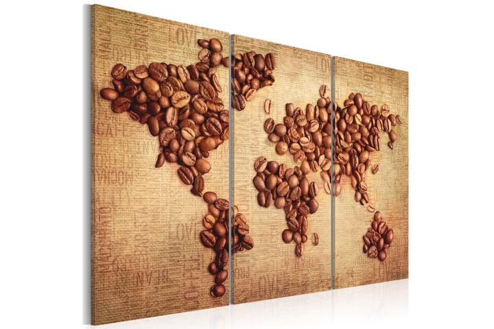 Taulu Kahvia ympäri maailmaa triptyykki 90x60 - Artgeist sp. z o. o. - Canvas-taulu - Seinäkoristeet