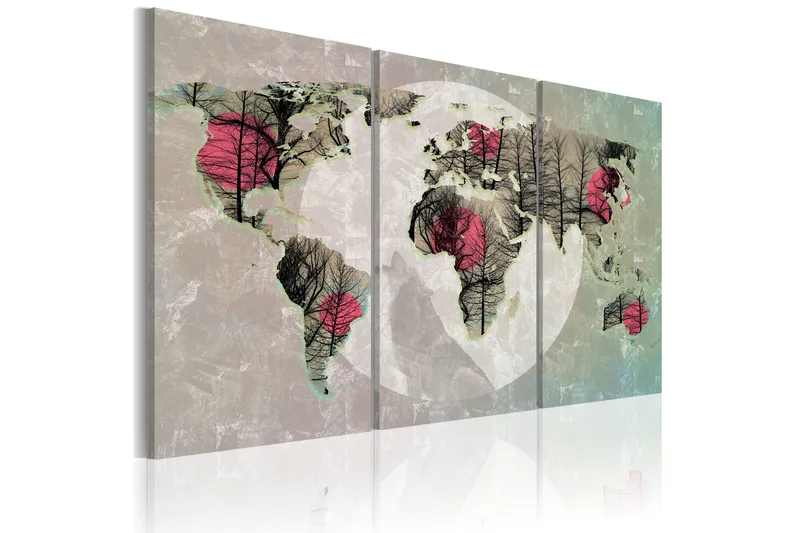 Taulu Karta Över Världen Fullmåne Triptych 60x40, Artgeist sp. z o. o.