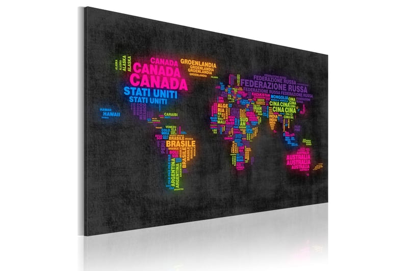 Taulu Kartan Över Världen Italienska Namn 90x60, Artgeist sp. z o. o.