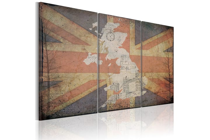 Taulu Kartta Iso-Britannia Triptych 60x40 - Artgeist sp. z o. o. - Canvas-taulu - Seinäkoristeet