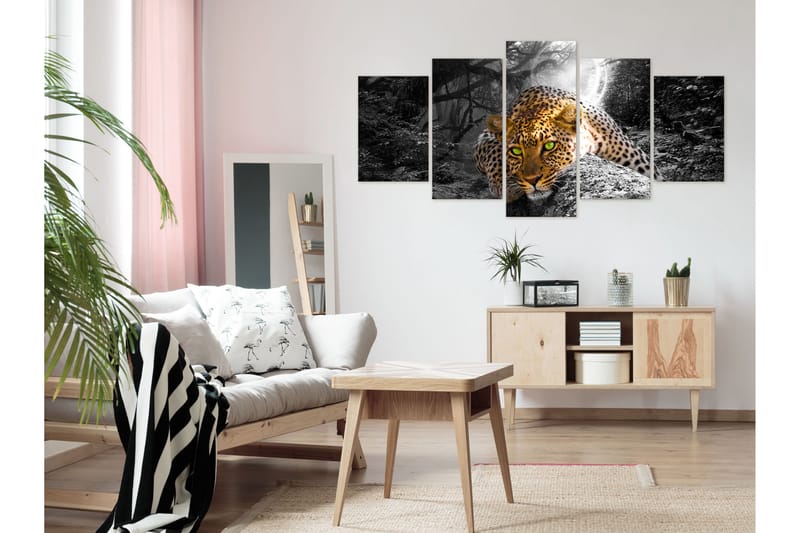 Taulu Leopard Lying 5 Parts Wide Grey 100x50 - Artgeist sp. z o. o. - Sisustustuotteet - Taulu & taide - Canvas-taulu