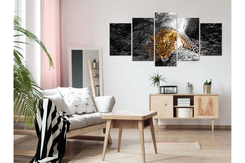 Taulu Leopard Lying 5 Parts Wide Grey 200x100 - Artgeist sp. z o. o. - Sisustustuotteet - Taulu & taide - Canvas-taulu