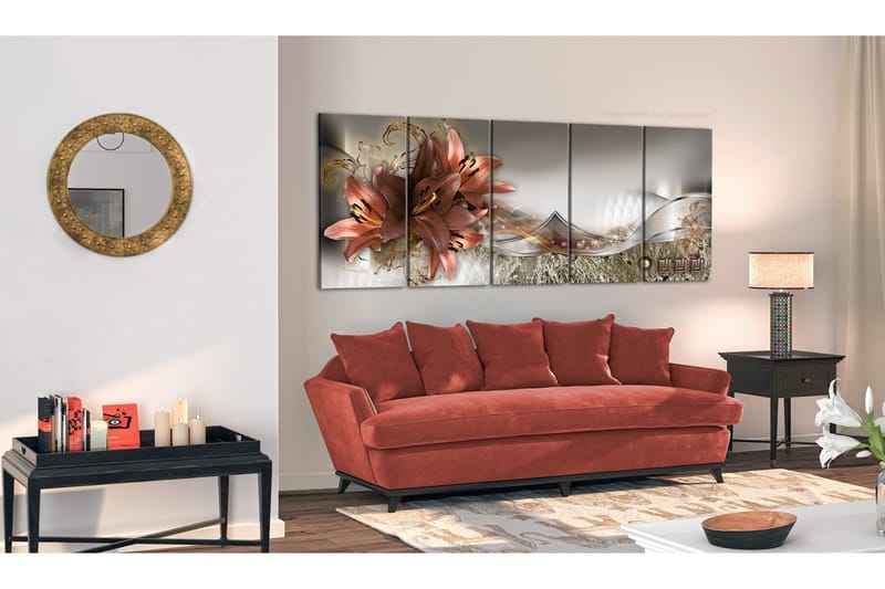 Taulu Lilies And Abstraction 200x80 - Artgeist sp. z o. o. - Sisustustuotteet - Taulu & taide - Canvas-taulu