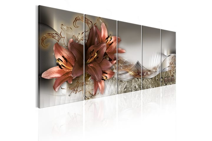 Taulu Lilies And Abstraction 200x80 - Artgeist sp. z o. o. - Canvas-taulu - Seinäkoristeet
