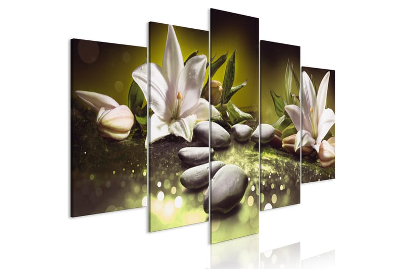 Taulu Lilies And Kivis 5 Parts Wide Green 200x100 - Artgeist sp. z o. o. - Sisustustuotteet - Taulu & taide - Canvas-taulu