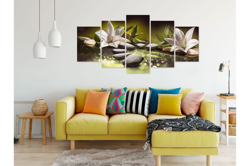 Taulu Lilies And Kivis 5 Parts Wide Green 200x100 - Artgeist sp. z o. o. - Sisustustuotteet - Taulu & taide - Canvas-taulu